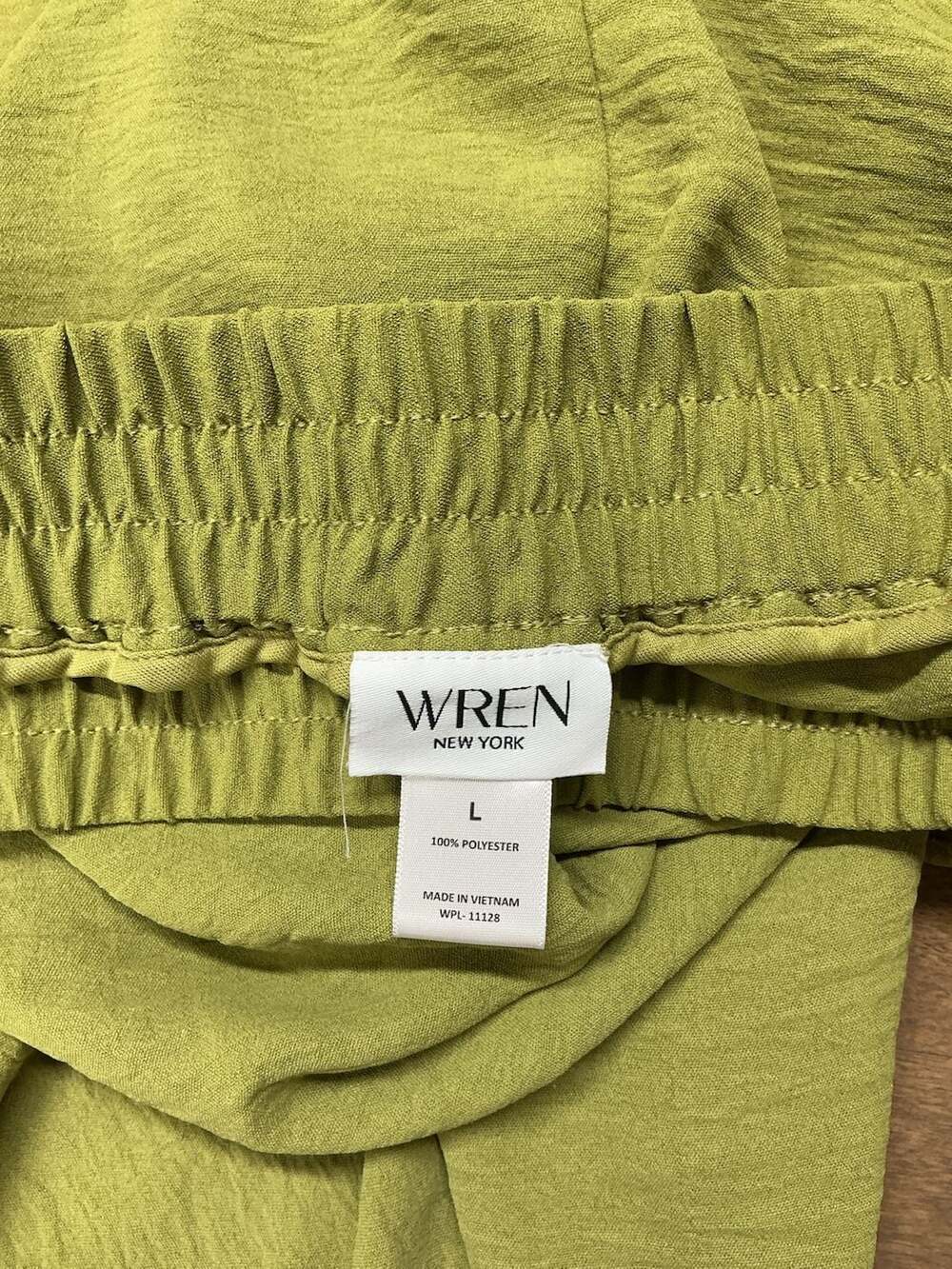 Wren New York Chartreuse Crinkled Texture Vest and Wide Leg Pant Set - Picture 5 of 5